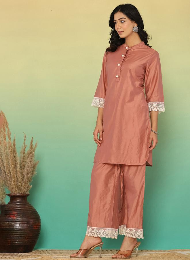 KASYA Mocha Brown Chanderi Co-Ord Set - Image 3